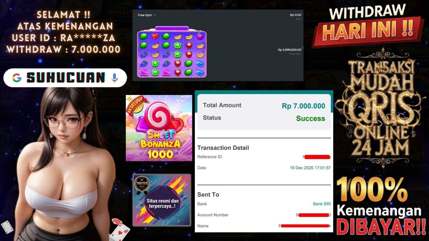 SUHUCUAN JACKPOT SLOT SWEET BONANZA 1000